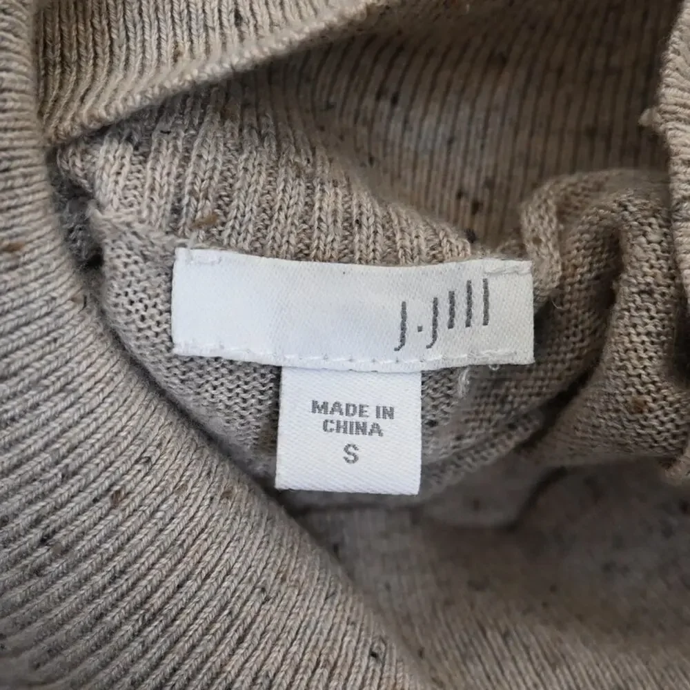 J. Jill Women's S Beige Long Sleeve Cotton Silk Blend Tunic Sweater